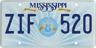 MS license plate ZIF520