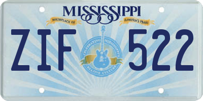 MS license plate ZIF522
