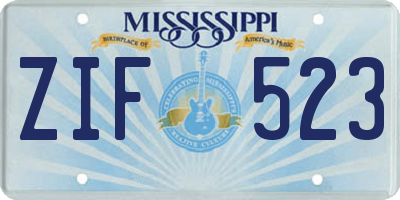 MS license plate ZIF523
