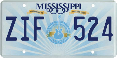 MS license plate ZIF524