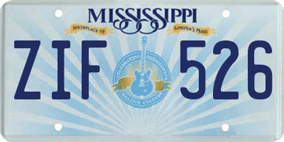 MS license plate ZIF526