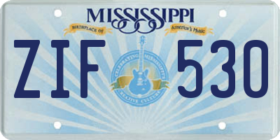 MS license plate ZIF530