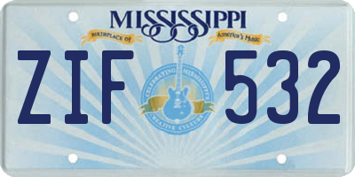 MS license plate ZIF532
