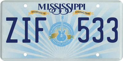 MS license plate ZIF533