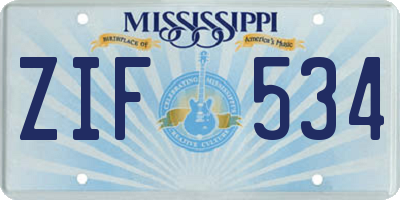 MS license plate ZIF534