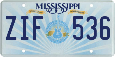 MS license plate ZIF536