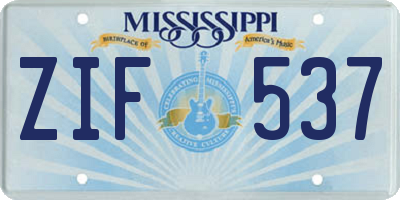 MS license plate ZIF537