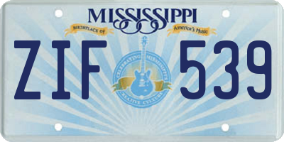 MS license plate ZIF539