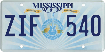 MS license plate ZIF540