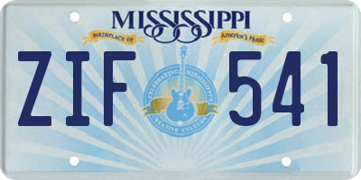 MS license plate ZIF541