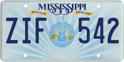 MS license plate ZIF542