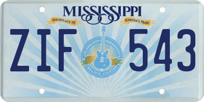 MS license plate ZIF543