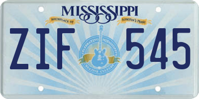 MS license plate ZIF545