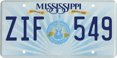 MS license plate ZIF549