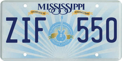 MS license plate ZIF550