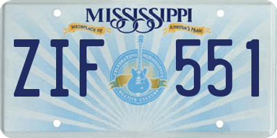 MS license plate ZIF551