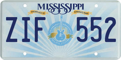 MS license plate ZIF552