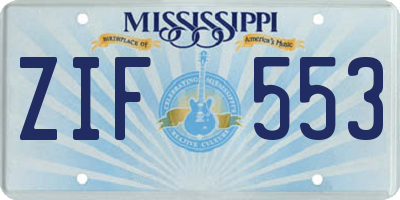 MS license plate ZIF553