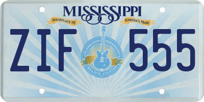 MS license plate ZIF555