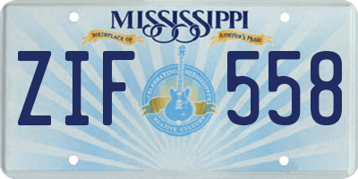 MS license plate ZIF558
