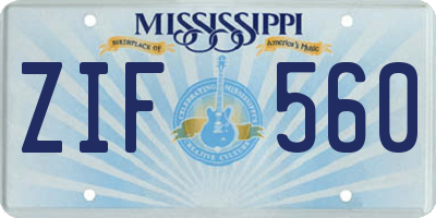 MS license plate ZIF560