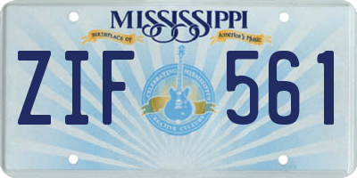 MS license plate ZIF561