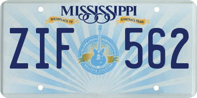 MS license plate ZIF562