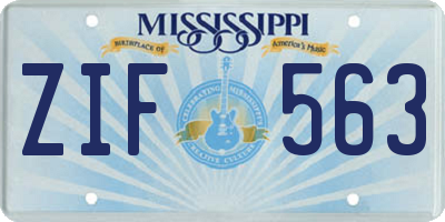 MS license plate ZIF563