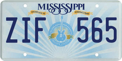 MS license plate ZIF565