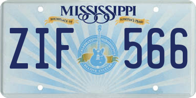 MS license plate ZIF566