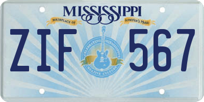 MS license plate ZIF567