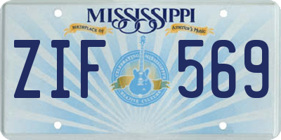 MS license plate ZIF569