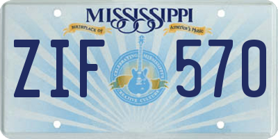 MS license plate ZIF570