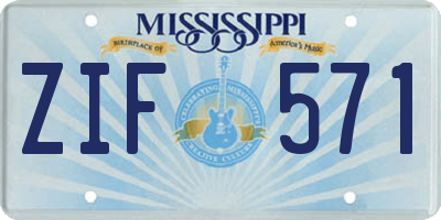 MS license plate ZIF571