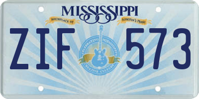 MS license plate ZIF573