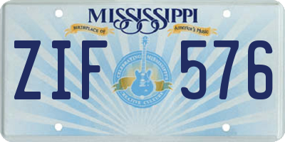 MS license plate ZIF576
