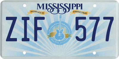 MS license plate ZIF577