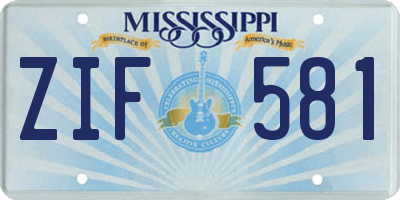 MS license plate ZIF581