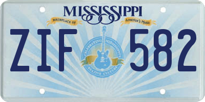 MS license plate ZIF582