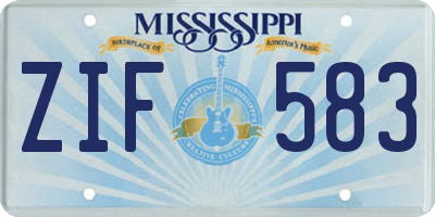MS license plate ZIF583