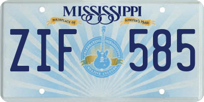 MS license plate ZIF585