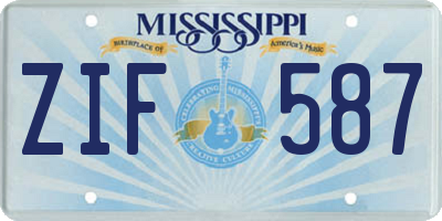 MS license plate ZIF587