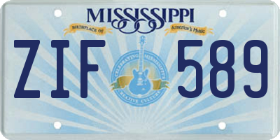 MS license plate ZIF589