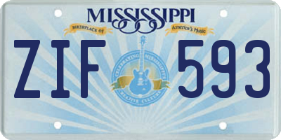 MS license plate ZIF593
