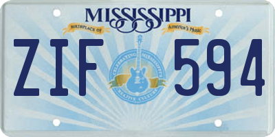 MS license plate ZIF594