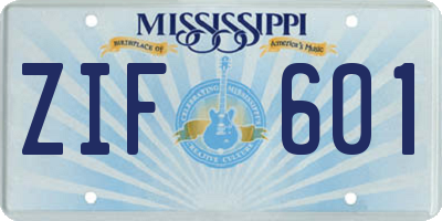 MS license plate ZIF601