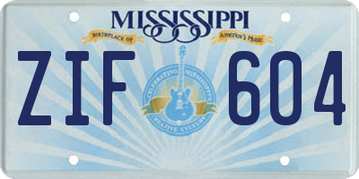 MS license plate ZIF604