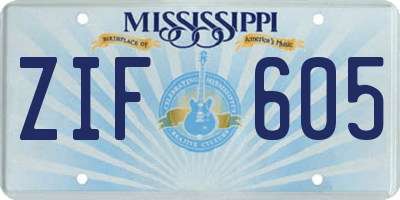 MS license plate ZIF605