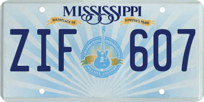 MS license plate ZIF607
