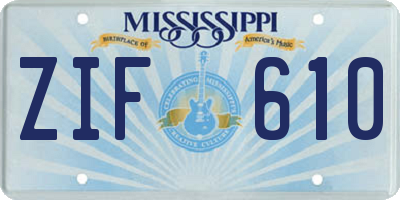 MS license plate ZIF610